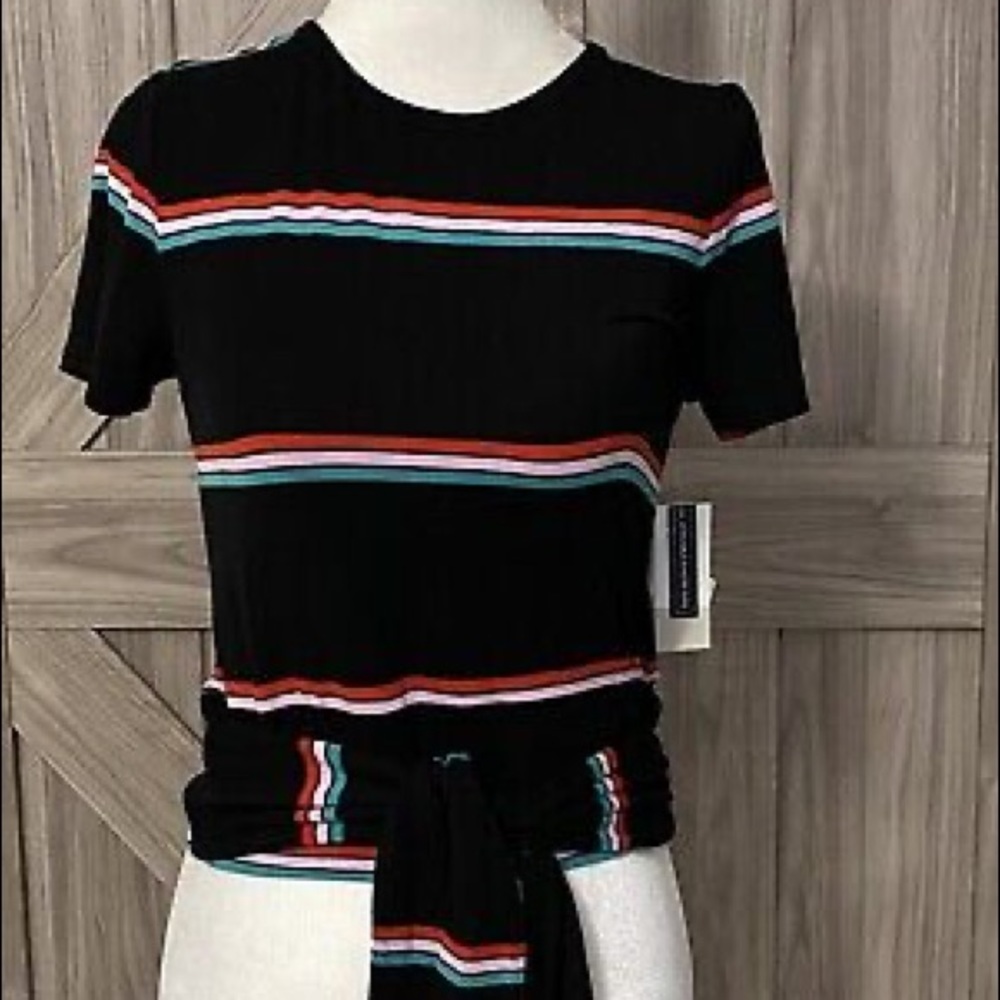 BP Small black striped crop top with front tie